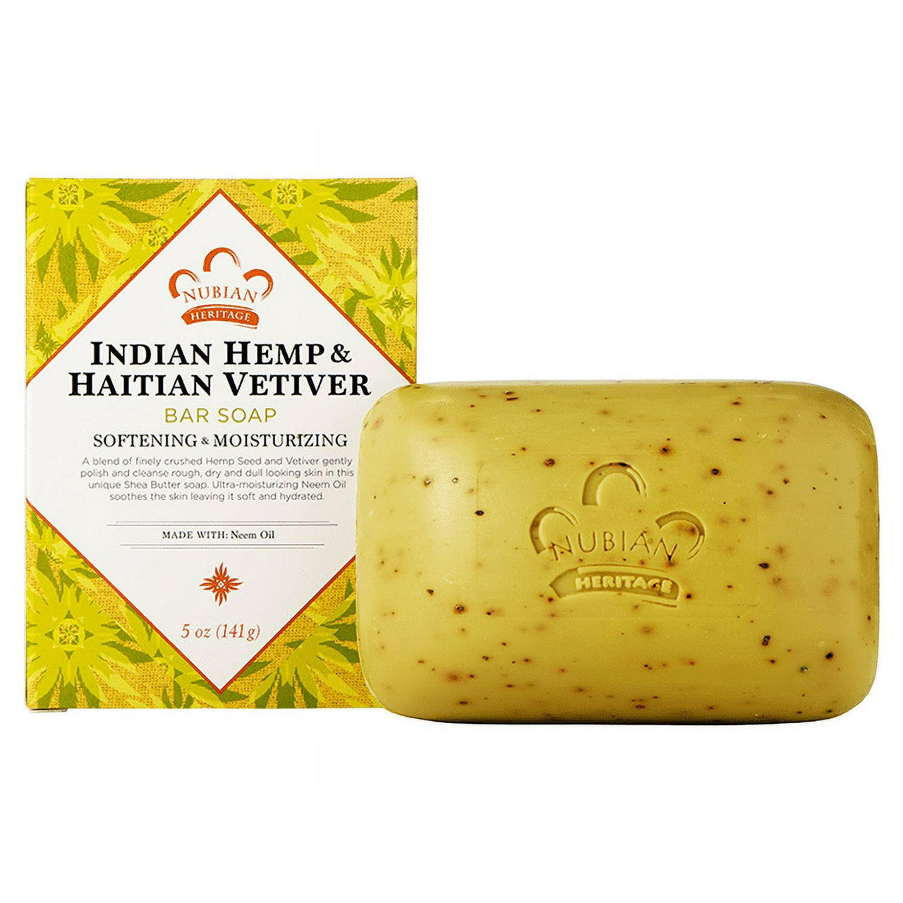 Nubian Heritage Bar Soap Indian Hemp And Haitian Vetiver, 5 Oz